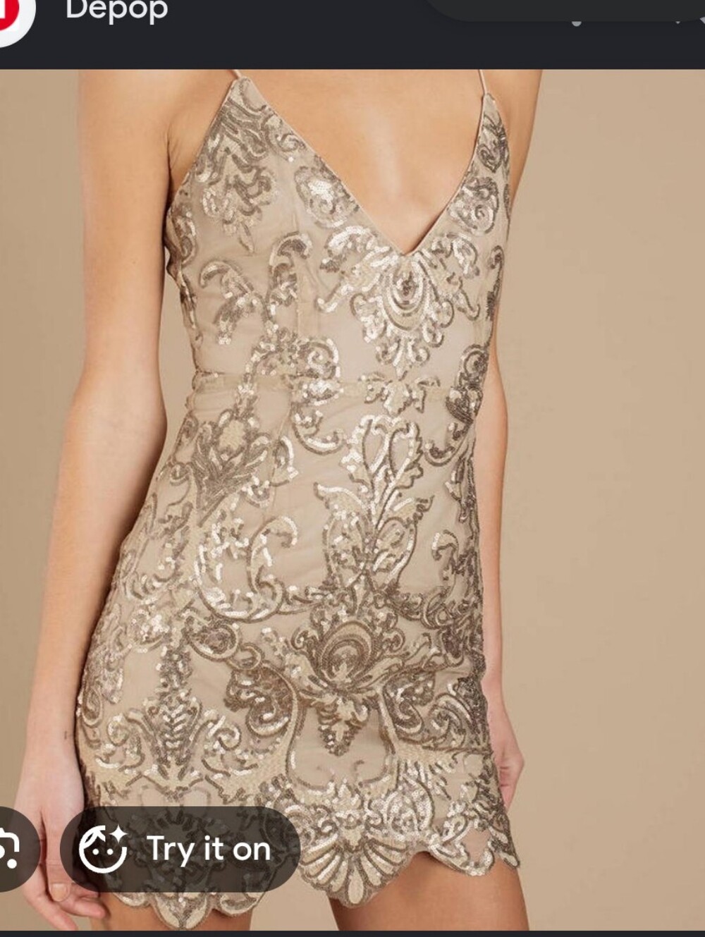 TOBI Gold Sequin Sleeveless Mini Dress - XS